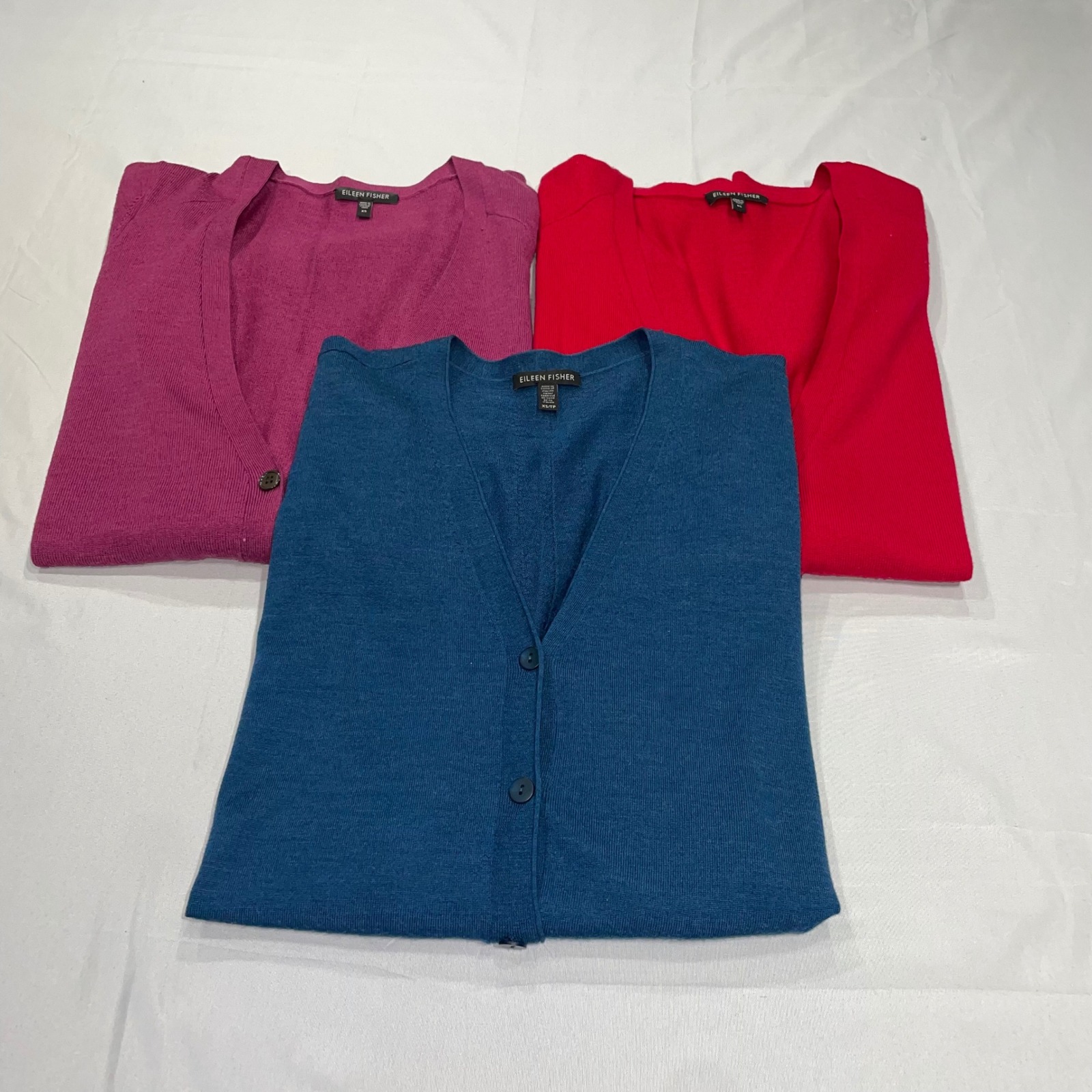 Eileen Fisher Womens Xs 100% Merino Wool V-Neck Cardigan Sweater Bundle